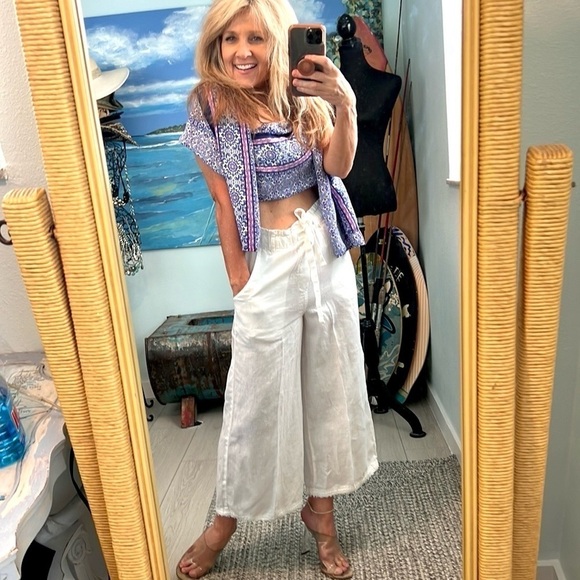 Anthro’s Cloth & Stone,Timeless, Classic Cream Palazzo Pants, Size Small - Picture 8 of 13